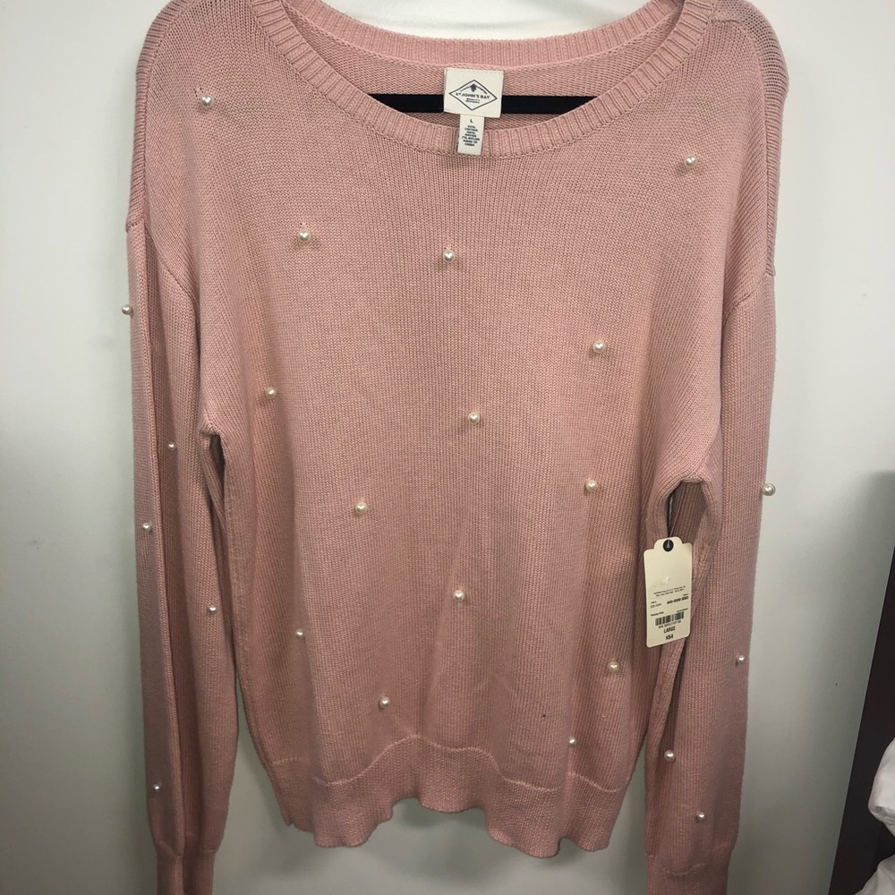Light Pink sweater with pearls NWT